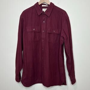 L.L. Bean Men's Chamois Shirt XL Burgundy Traditional Fit Heavyweight Flannel